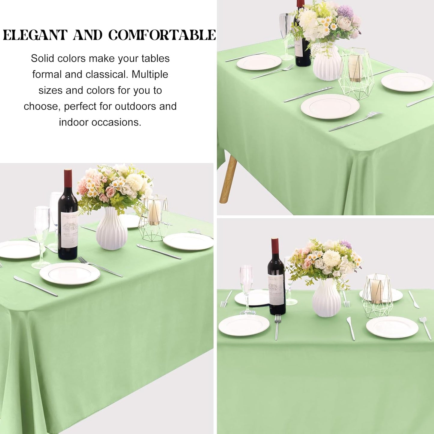 4 Pack Rectangle Tablecloth 90x132Inch Sage Green Washable Polyester Table Cover for Wedding Dining Table Buffet Parties Banquet Decoration