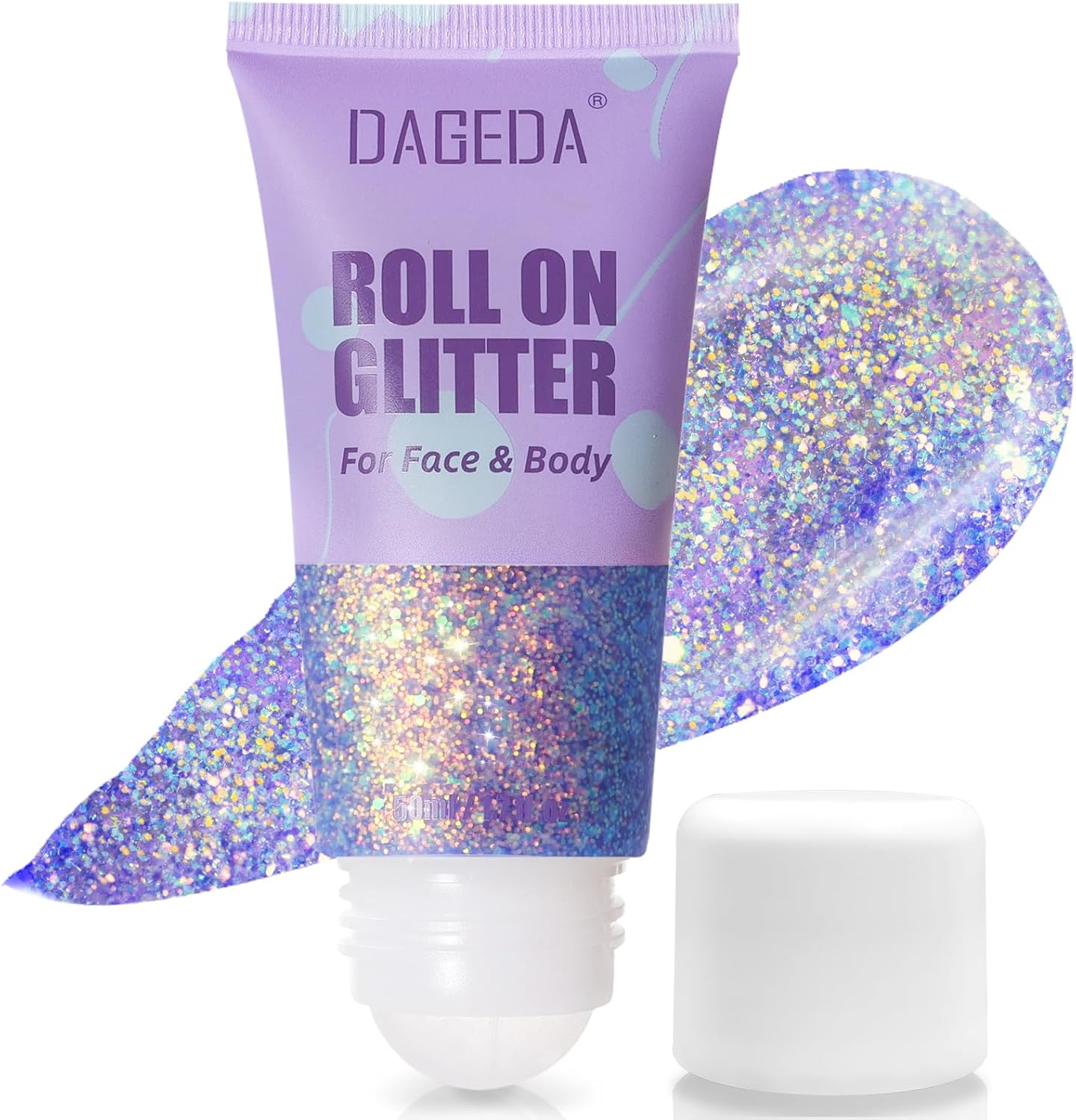 DAGEDA 50ml Roll-on Body Glitter,Holographic Eye Face Hair Glitter Gel for Festival Outfit Mermaid Accessories,Chameleon Color Body Shimmer Makeup Rave Outfits Accessories for Women (Mermaid)