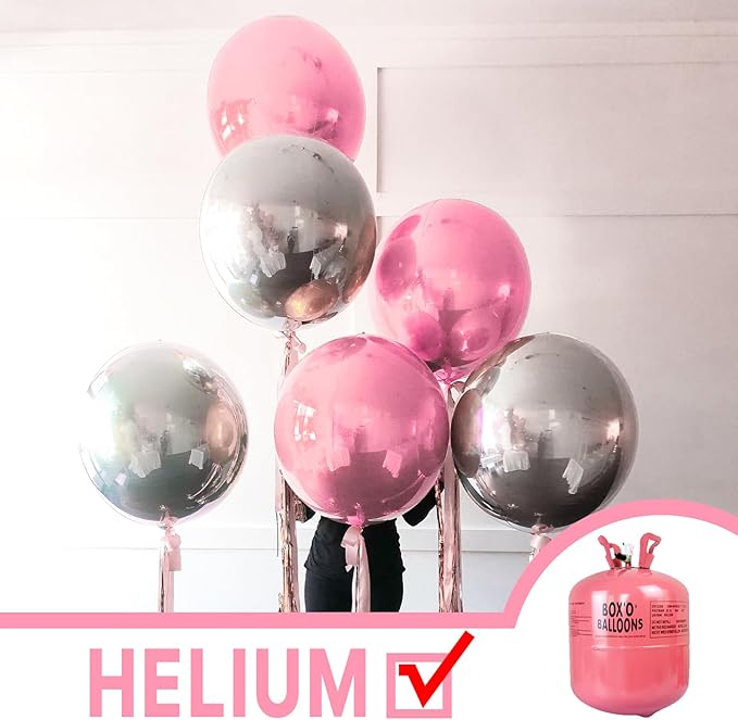 PartyWoo Pearl Pink Foil Balloons 6pcs 32 Inch Large Round Foil Big Giant 4D Jumbo Inflatable Mirror Ball Mylar Balloons for Baby Shower Birthday Gender Reveal Tea Princess Party Decorations