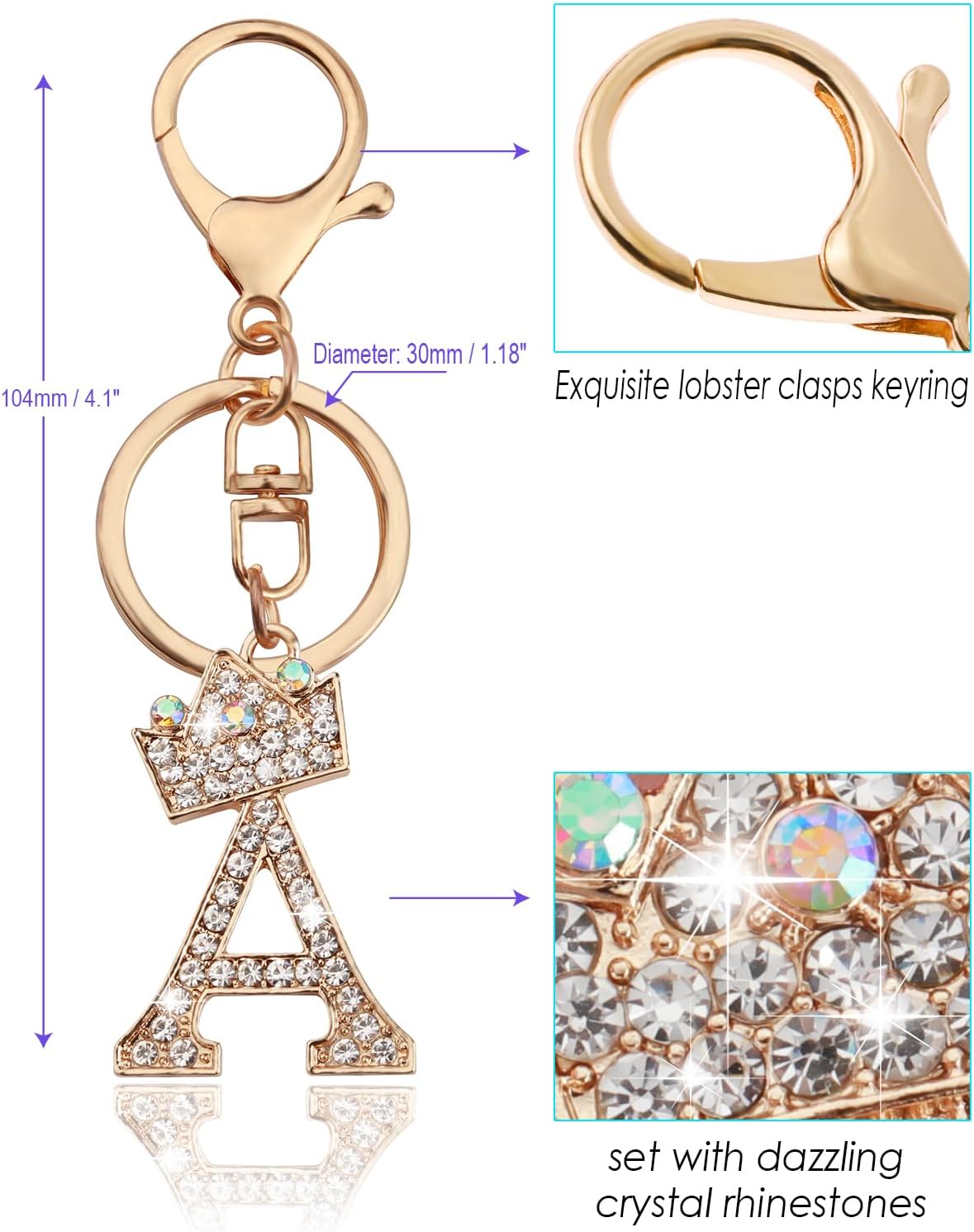 ChunlongFour Initial Letter Keychain for Women Girl Bag Charm Butterfly Tassel Keychain for Wallet Car Key Backpack Handbag