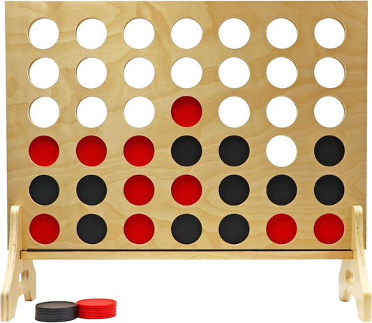 Tailgating Pros Premium Giant Four in a Row with Carrying Case - Jumbo Oversized Outdoor Yard Game - Connect Multiple Pucks in a Row to Win - Many Puck Colors Available!