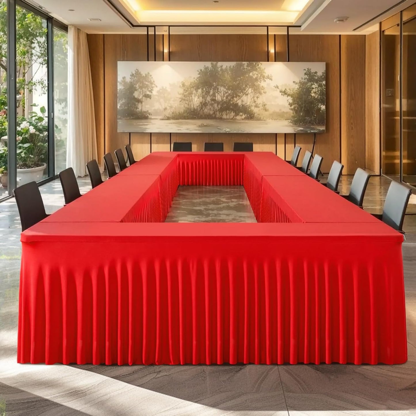 6 Pack Spandex Red Fitted Table Cloth for 8ft Rectangle Tables Red Stretch Tablecloth Table Covers Banquet Table Clothes Wrinkle Free Table Skirt for Parties Wedding