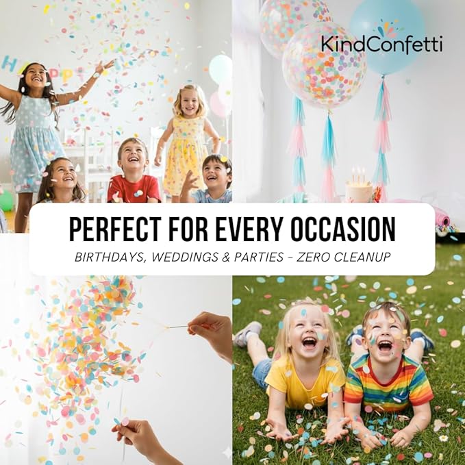 Rainbow Confetti Biodegradable Rice Paper Confetti for Birthday Parties, Weddings & Photoshoots – Eco-Friendly Multicolor Tissue Paper Alternative, Filler for Confetti Cannons, 150G 20000 Pcs