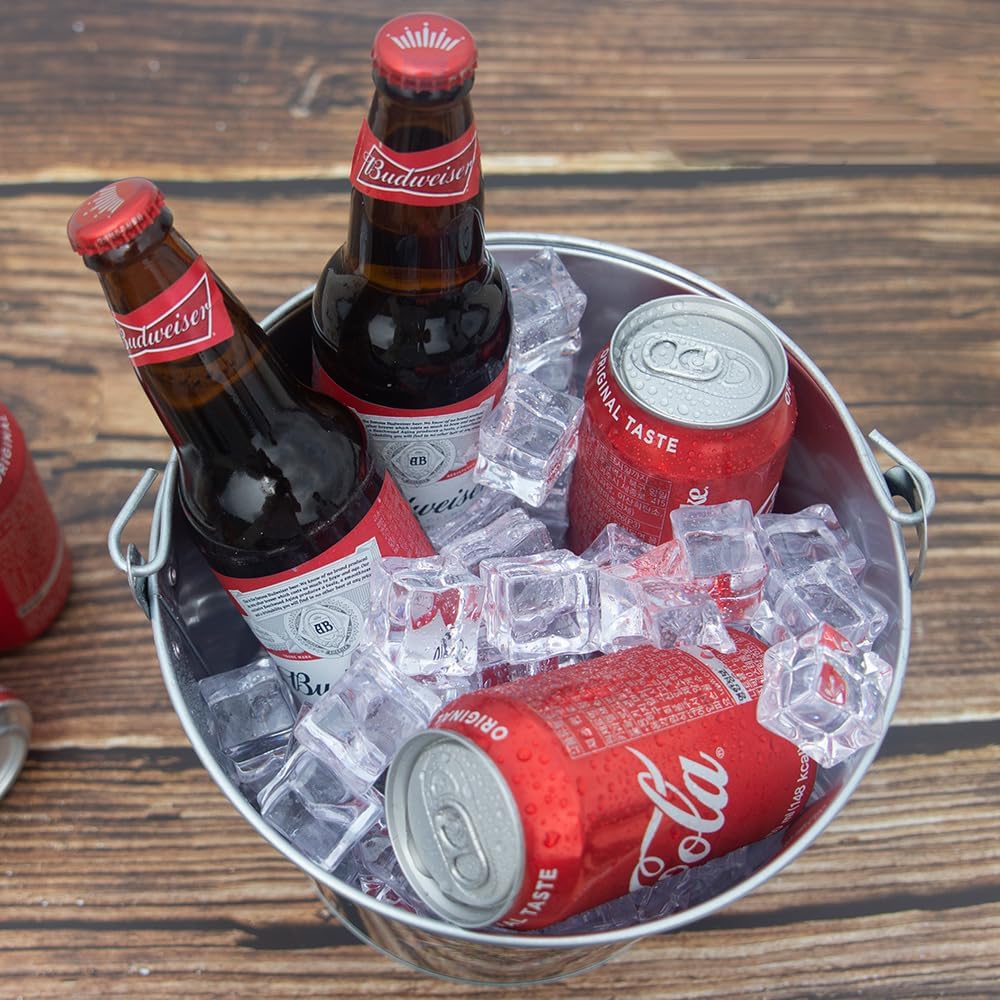 5-Quart Galvanized Steel Pail Beer Bevergage ice Bucket with Wire Handle & operner for Party
