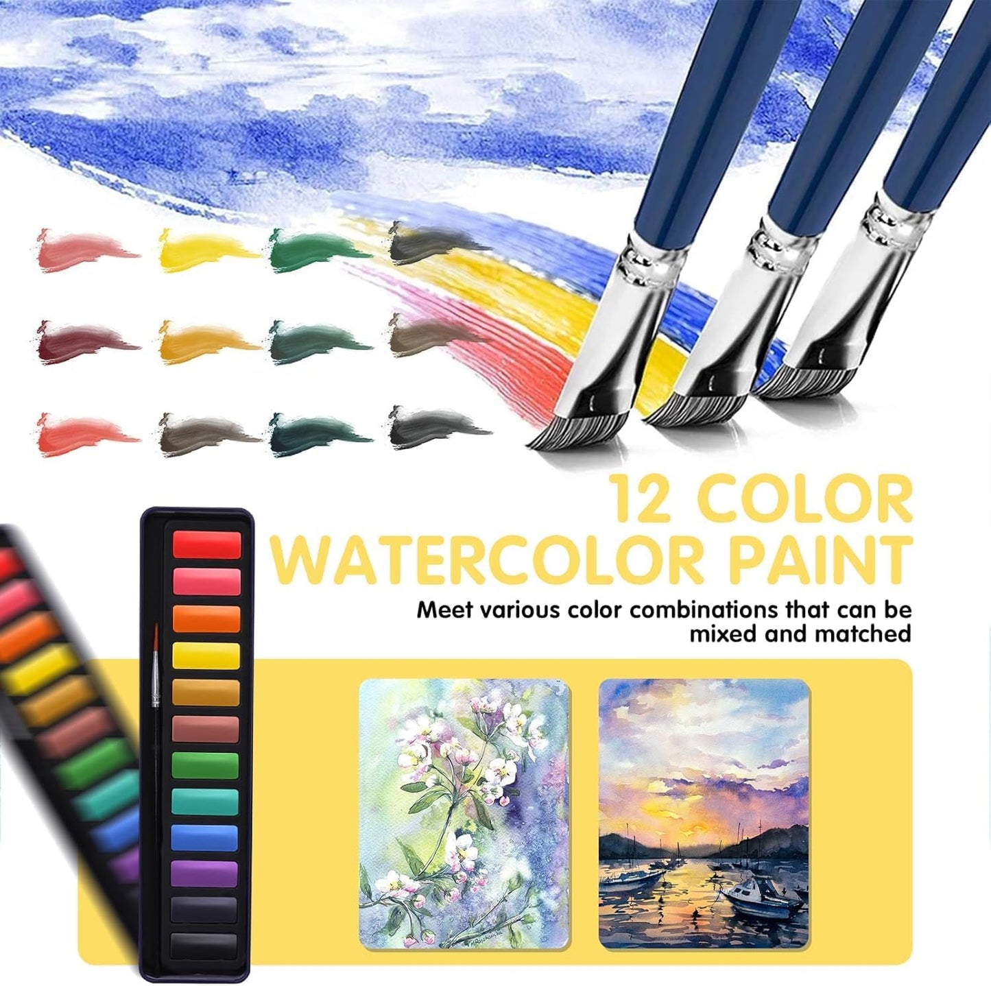 Watercolor Workbooks Coloring Book Easy Nature Scenes Beginner Friendly Watercolor Painting Set Art Crafts Painting Kit for Creative Exploration Gift for Adults Teens (The Fall, Without Palette)