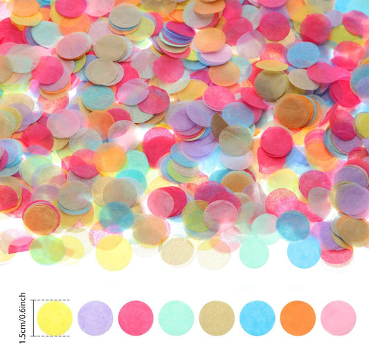 TecUnite Round Tissue Paper Table Confetti Dots for Wedding Birthday Party Decoration, 1.76 oz(Colorful Confetti,1.5 cm)