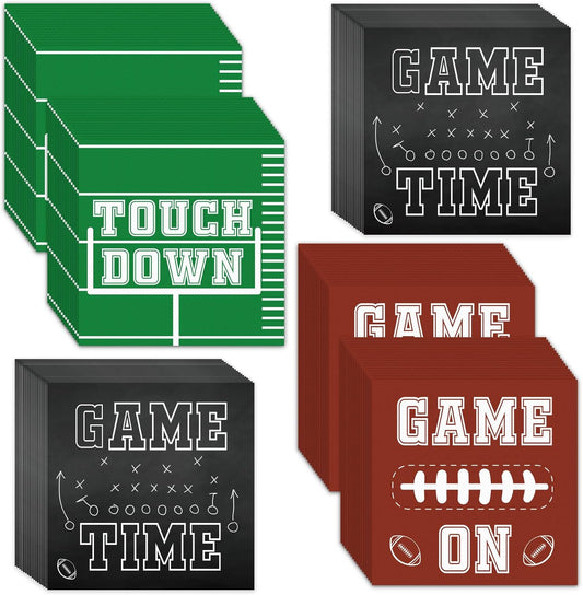 120pcs Football Party Napkins Supplies Disposable Football Birthday Paper Napkins Set Decorations for Sport Events Football Frenzy Game Time Tailgate Party Favors, 3 Design