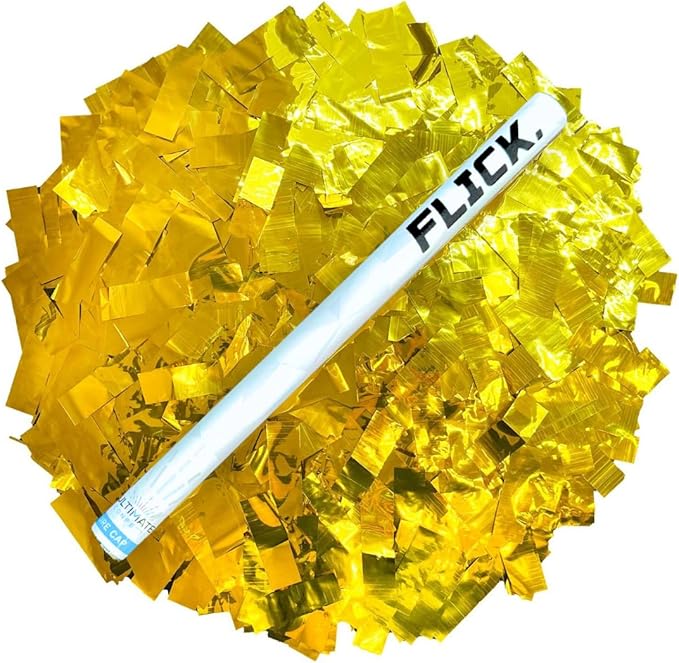 Ultimate Confetti - 8 Pack Gold Metallic Foil Confetti Wands - Handheld 14" Mylar Shinny Confetti Flick Flutter Sticks For Wedding, Birthday, Parties & Live Events - 2 Handfuls, 1.5 oz Each Stick