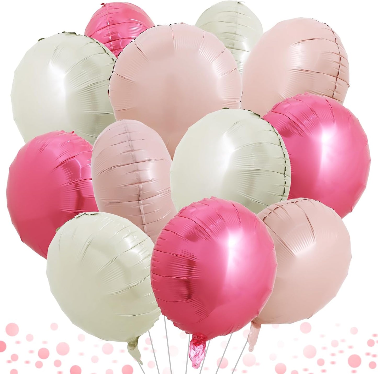 TONIFUL 30Pcs 18 Inch Balloons Large Pink and Cream White Round Shape Foil Ballons Big Round Helium Mylar Decorations for Birthday Wedding Baby Shower Anniversary Engagement Party Supplies