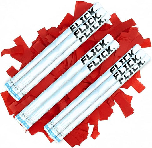 Ultimate Confetti - 8 Pack Red Confetti Wands - Handheld 14" Biodegradable Tissue Paper Confetti Flick Flutter Sticks For Wedding, Birthday, Parties & Live Events - 2 Handfuls, 1.5 oz Each Stick