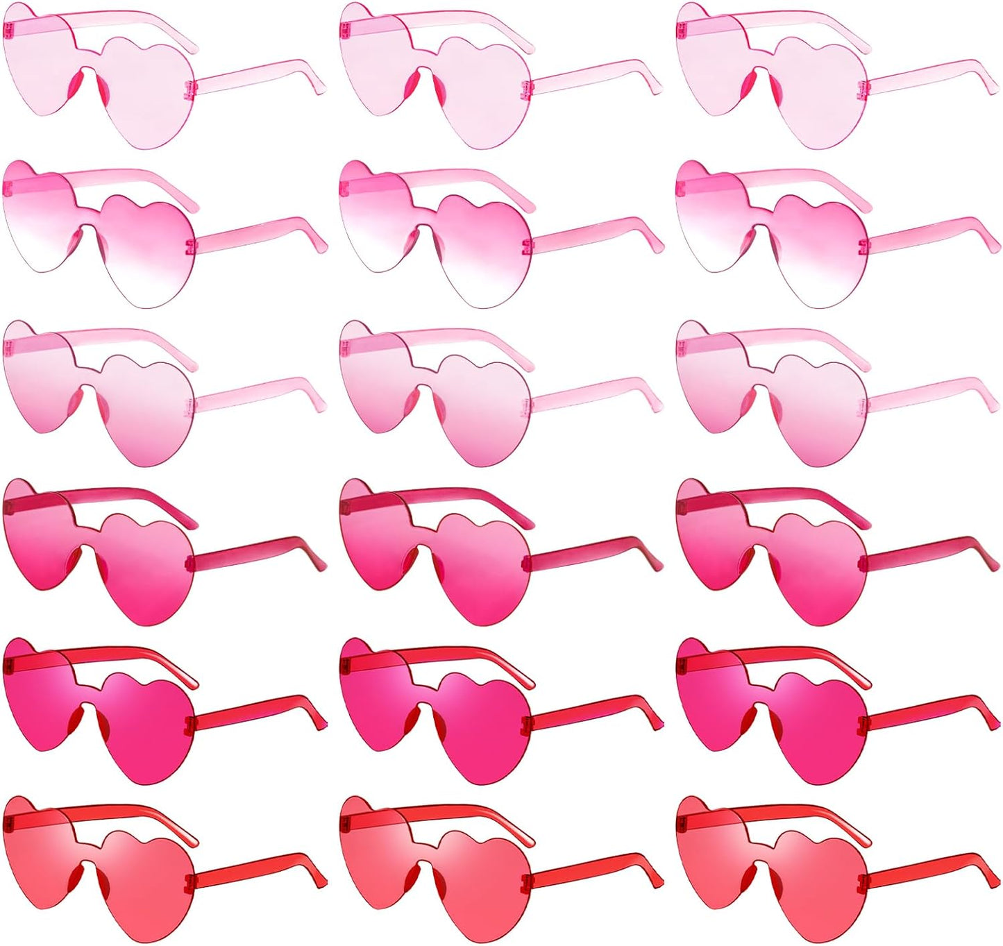 18 Heart Shape Rimless Sunglasses Transparent Candy Color Party Glasses Colored Eyewear for Women