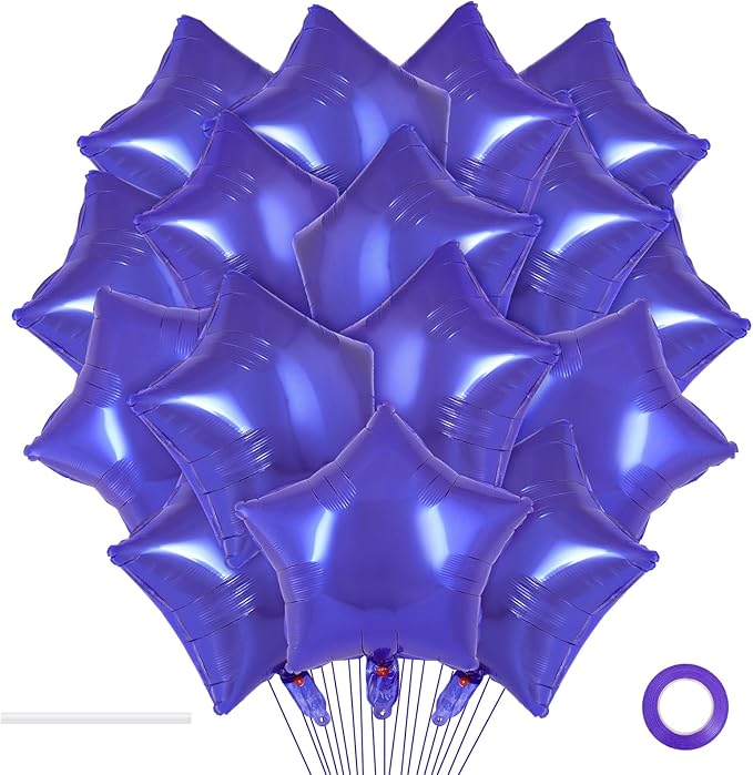20 Pcs Purple Star Balloons,18 Inch Star Foil Balloons,Stars Shaped Balloon Mylar Helium Balloon for Birthday Party Anniversary Wedding Baby Shower Decorations (Purple)
