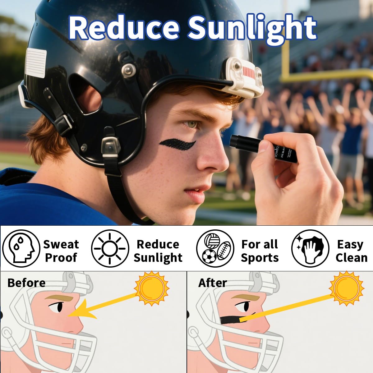 Bowitzki Face Paint Stick Eye Black 8 Colors Water Resistant Under Sports Body Markers Makeup Athletes Softball Stuff Lacrosse Baseball Football Game Accessories Gift Eyeblack Painting Kit