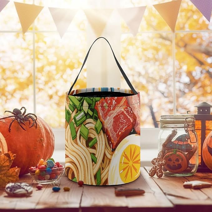 Halloween Candy Bucket - Doodle Style Noodles Trick Or Treat Candy Bag, Gift Bag for Party Favor Supplies