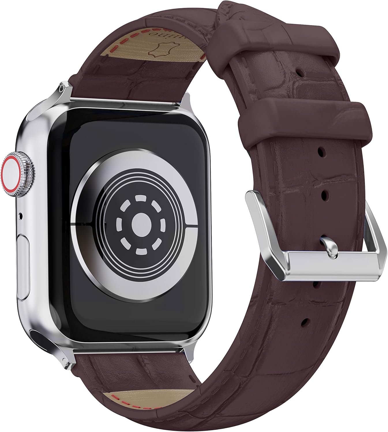 Waloo Genuine Leather Crocodile Embossed Design Alligator Replacement Watch Band Compatible With Your Apple Watch Series 10/9/8/7/6/5/4/3/2/1/SE/Ultra Fits Sizes 38mm, 40mm, 41mm, 42mm, 44mm, 45mm, 46mm, 49mm