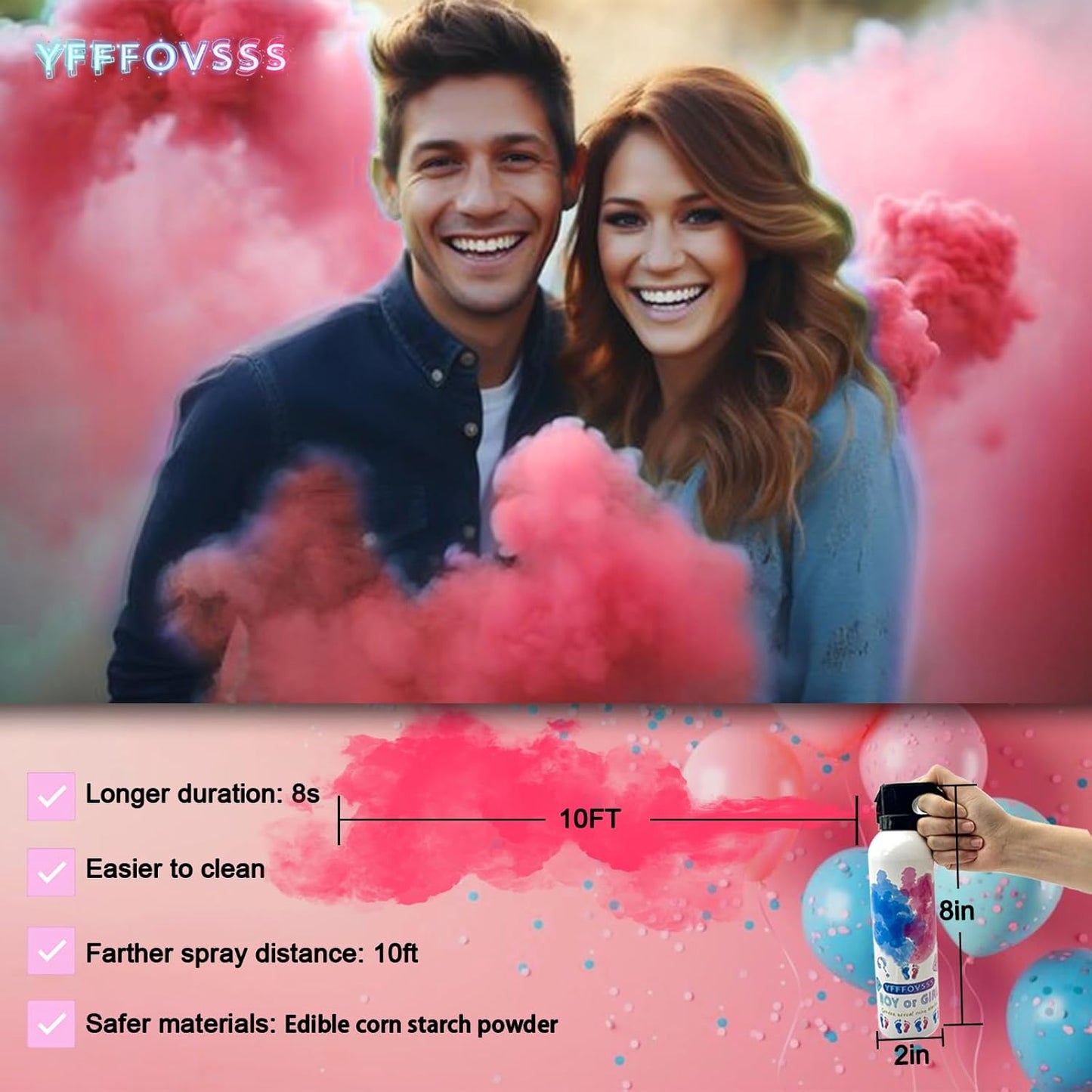 Gender Reveal Fire Extinguisher-2 Packs Pink Gender Reveal Smoke Spray Set for Baby Girl-Biodegradable Party Supplies Ideas & Decorations for Baby Shower (Pink Small)