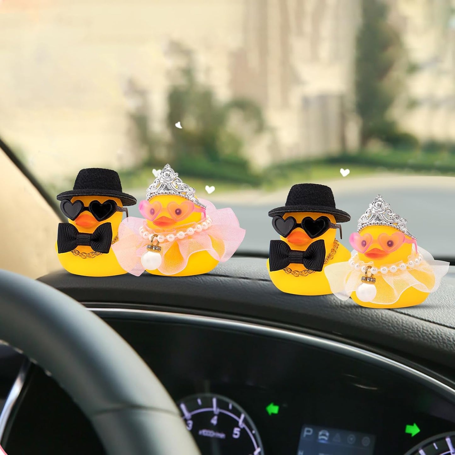 wonuu Pair Set of 2 Bride and Groom Rubber Ducks for Wedding Favors, Party Favors, Ceremony Gift Set, Marriage Souvenir, Marry Blessings, Aniversary Present, Pink Dress&Soft Top Hat