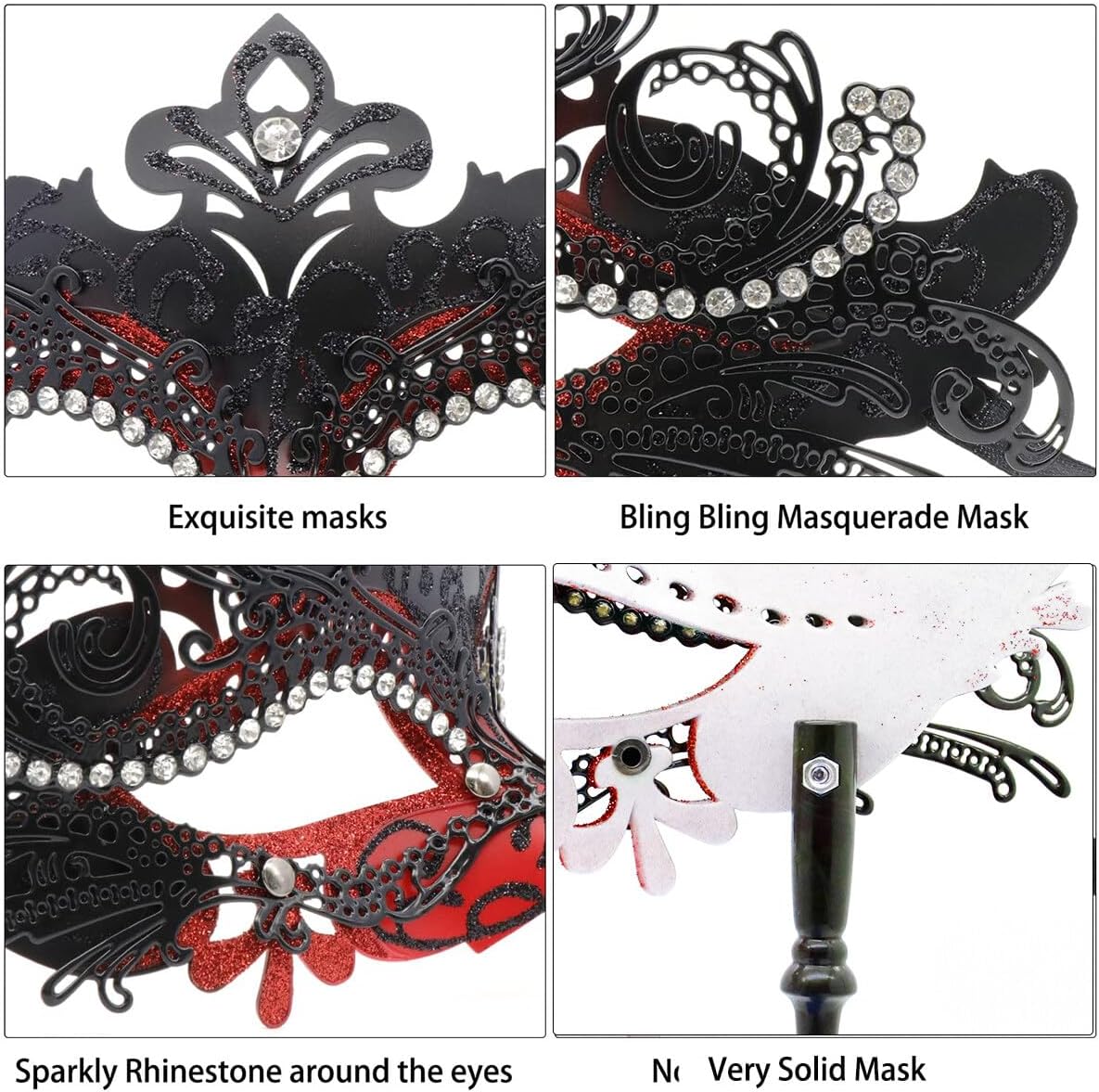 Coddsmz Masquerade Mask with Stick Venetian Mask Mardi Gras Decorations for Womens Halloween Costume Mask