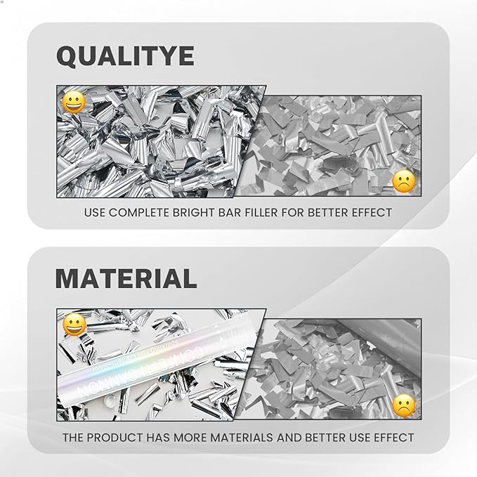 Confetti Cannon 6 Pack Silver Confetti Poppers 12 Inch Streamer Cannon Foil Party Poppers Confetti Shooters Silver Mylar Popper Cannon Bulk for Wedding,Birthday,Graduations New Year Celebration