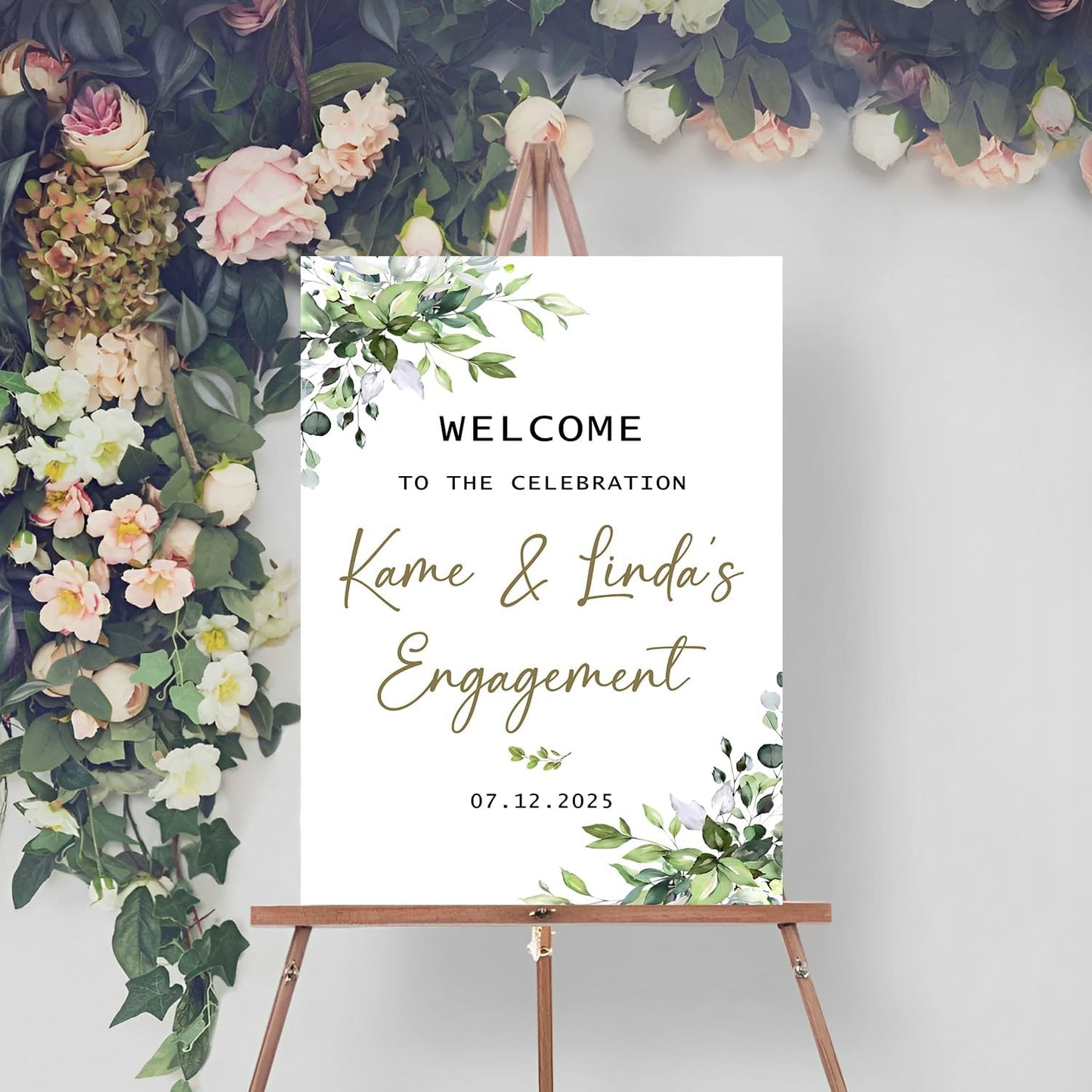Greenery We're Engaged Sign, Engagement Picture Signs, Engagement Signs For A Party, Engagement Announcement Signs, Engagement Party Decorations, Engaged Decorations