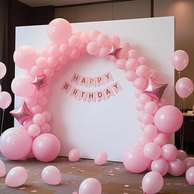 Pink Balloons Birthday Decorations, 100pcs Latex Balloon Arch Kit for Valentines Day Decorations, Princess Birthday Decorations, Bachelorette Party Favors, Gender Reveal Party Supplies