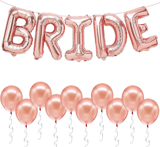 KatchOn, Bride Balloons Rose Gold Set - 16 Inch, Pack of 15 | Bachelorette Party Decorations | Rose Gold Bride Balloon | Bridal Shower Decorations, Bachelorette Balloons