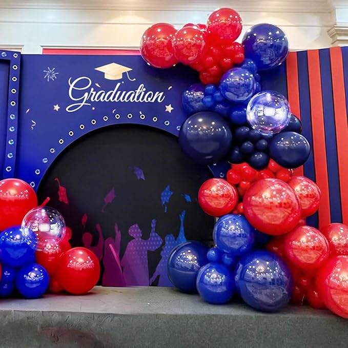 Blue and Red Balloon Garland Arch Kit, 167Pcs Latex Balloons Different Sizes 18 12 10 5 inch for Birthday Graduation Baby Shower Wedding Party Decorations