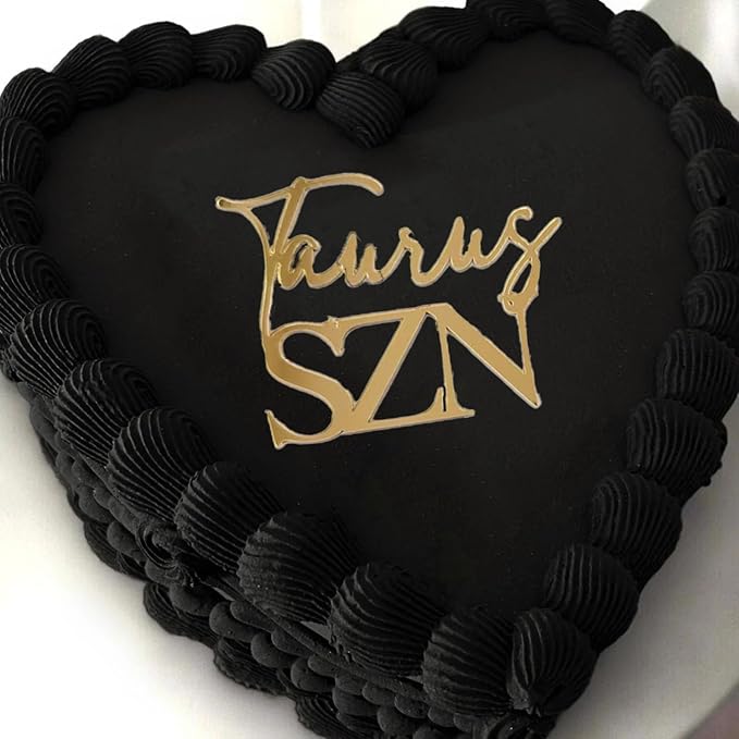 Taurus Season Cake Toppers,Acrylic Gold Taurus Birthday Decorations,Zodiac April May Birthday Party Decor for Horoscope Astrology Birthday Party Cake Decorations Supplies