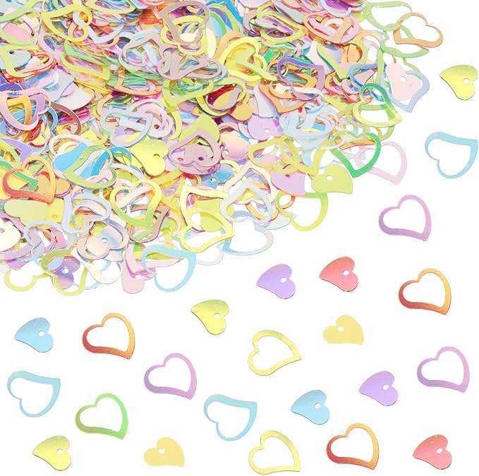 ONLYKXY 1200Pcs Love Heart Shaped Confetti, Table Wedding Decoration, Glitter Confetti for Wedding Party (Glitter Multi-color)