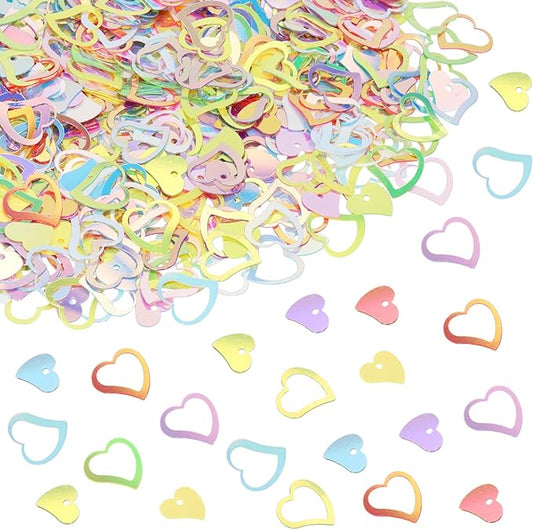 ONLYKXY 1200Pcs Love Heart Shaped Confetti, Table Wedding Decoration, Glitter Confetti for Wedding Party (Glitter Multi-color)
