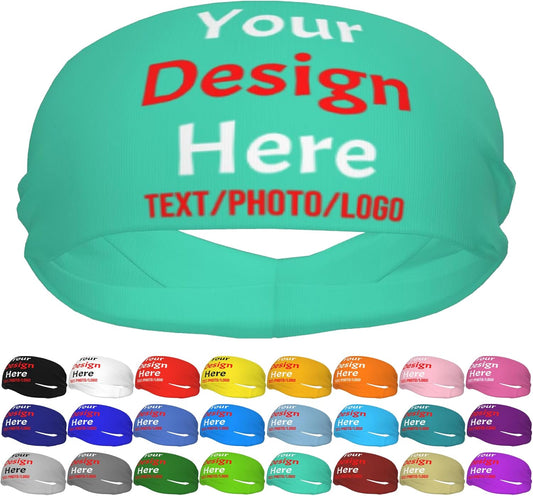 Custom Sweatbands for Men Women, Design Your Own Text Name Image Photo Personalized Sports Headbands