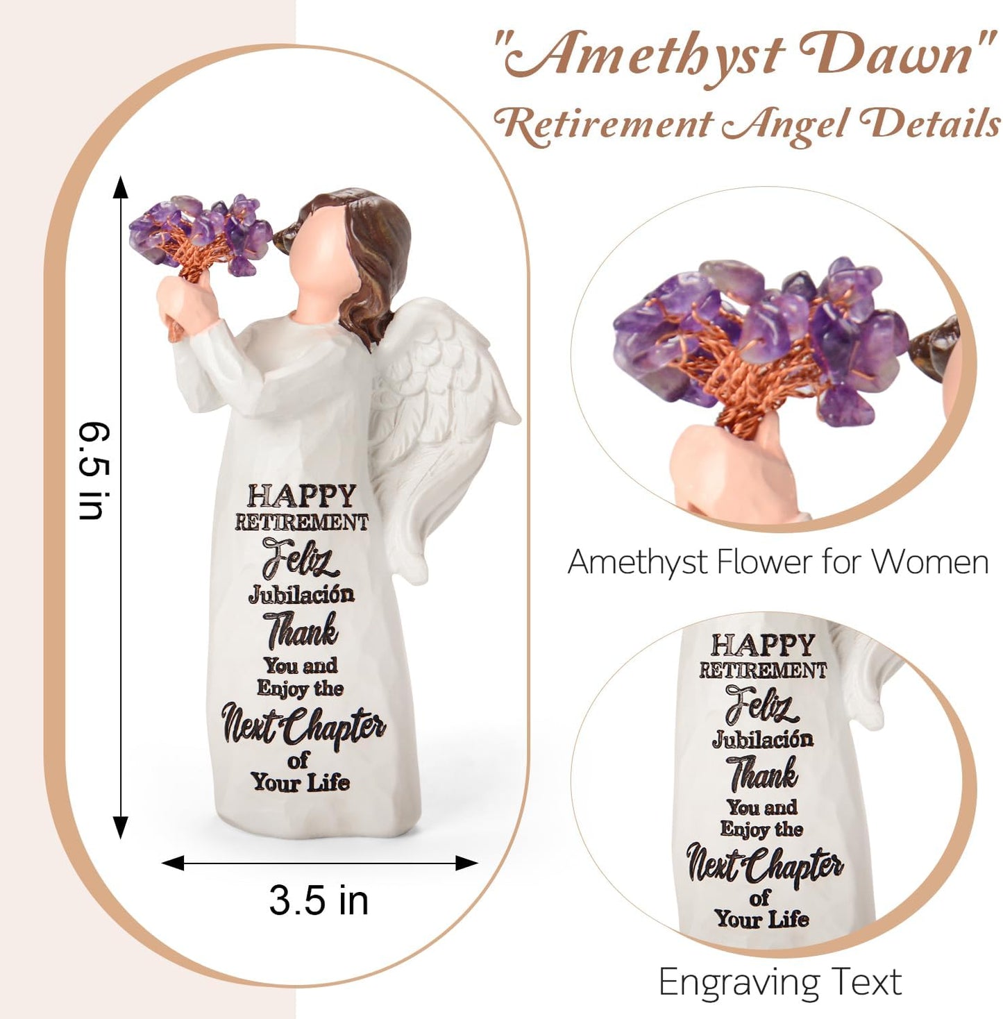 Retirement Gift for Woman - Happy Retirement Gifts for Coworker Teacher Nurses Boss Mom Sister Retirees Women Party Decorations with Amethyst Crystal