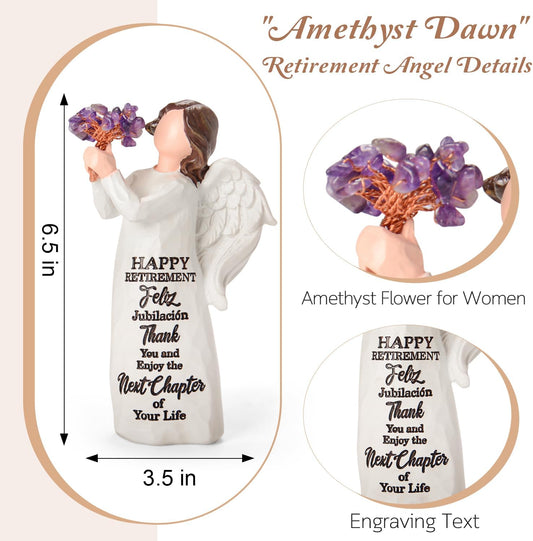 Retirement Gift for Woman - Happy Retirement Gifts for Coworker Teacher Nurses Boss Mom Sister Retirees Women Party Decorations with Amethyst Crystal