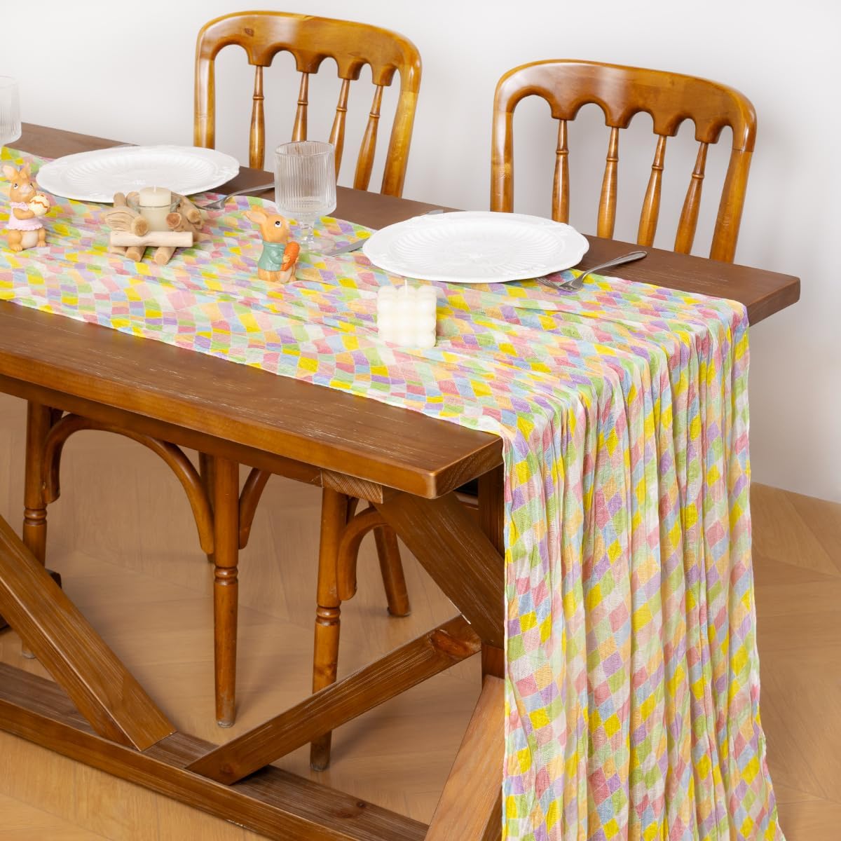 Socomi Fall Thanksgiving Table Runner Diamond Cheesecloth Gauze 120 Inch Rustic Boho Cheese Cloth Runner for Wedding Party Baby Bridal Shower Decoration Holiday Home Decorations