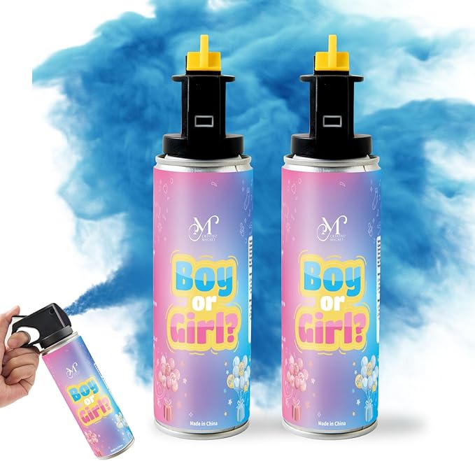 Gender reveal Fire Extinguisher, 100% Biodegradable Blue smoke, Baby boy Reveal Party Decorations, Ideal for Exciting Baby Shower (BLUE, Two Bottles)