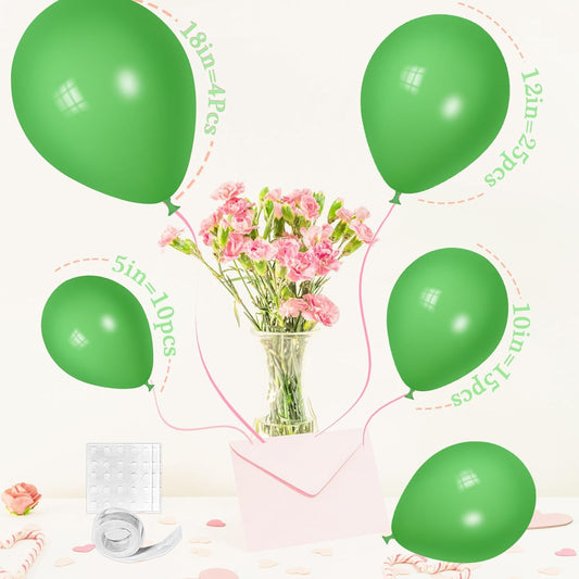 Green Balloons Different Sizes 18 12 10 5 Inches, Scmdoti Spring Green Balloons, Greens Balloon Garland Arch for Spring Party Birthday Baby Shower Bridal Shower Wedding Decorations(SpringGreen)