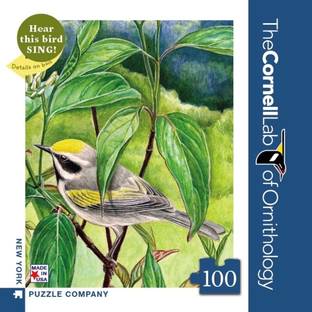New York Puzzle Company - Cornell Lab Golden-Winged Warbler Mini - 100 Piece Jigsaw Puzzle for Adults by Reyn Ojiri