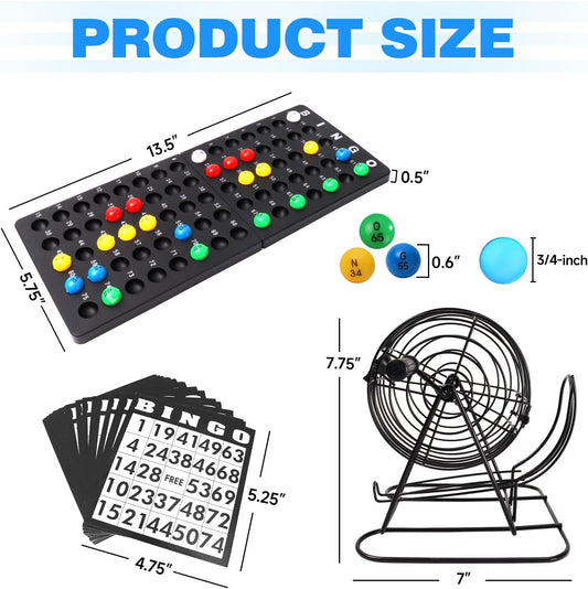 GSE Games & Sports Expert Deluxe Bingo Game Set with Steel Cage, Master Board, 75 Balls, 300 Chips, 50 Bingo Cards for Friend Parties, Game Night