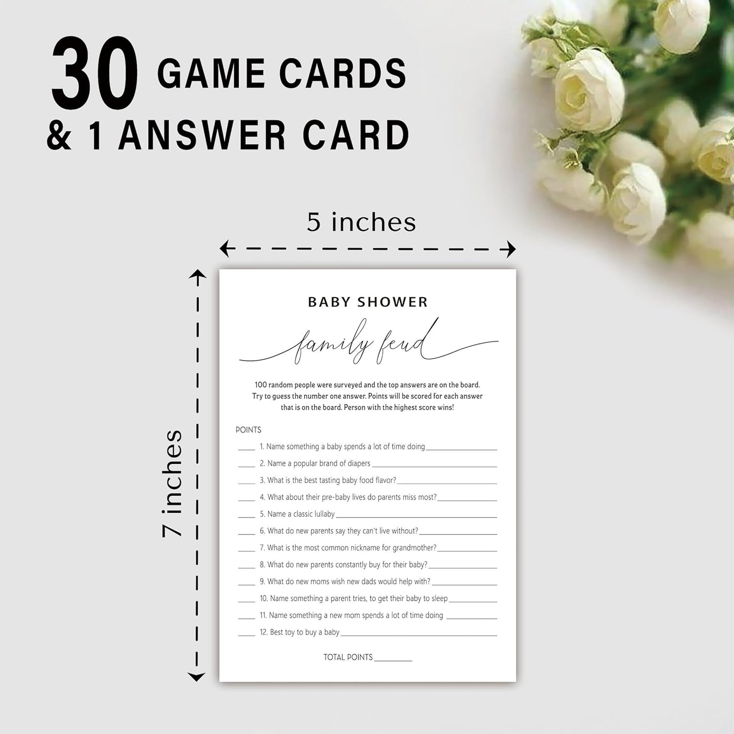 Baby Shower Family Feud Game - Pack of 30 Game Cards 1 Answer Key, Baby Shower Game for Boy & Girl, Gender Neutral Baby Shower Decorations, Baby Feud Game Supplies-07