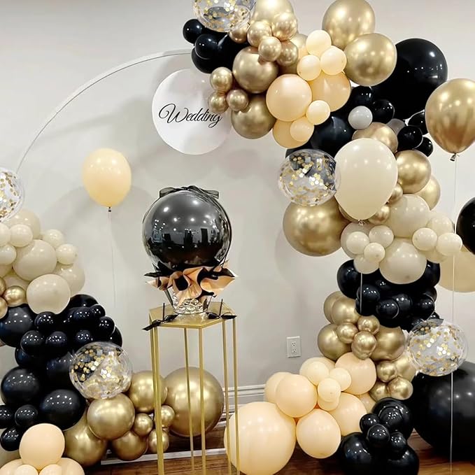 Black Nude White Gold Balloon Garland Arch Kit, 167Pcs Latex Balloons Different Sizes for Boho Birthday Baby Shower Gender Reveal Graduation Wedding Party Decorations