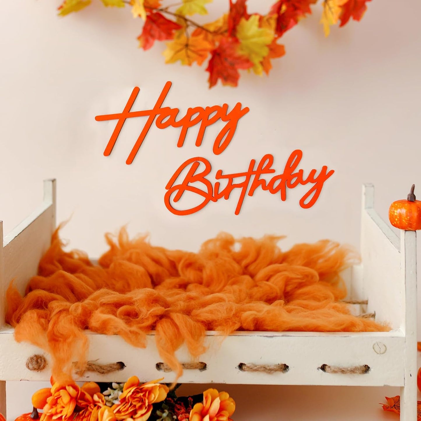 Orange Happy Birthday Sign for Backdrop - Felt Happy Birthday Letters for Balloon Arch Party Wall Decor Large Signs for Boys Girls Women Party Baby Shower Decorations