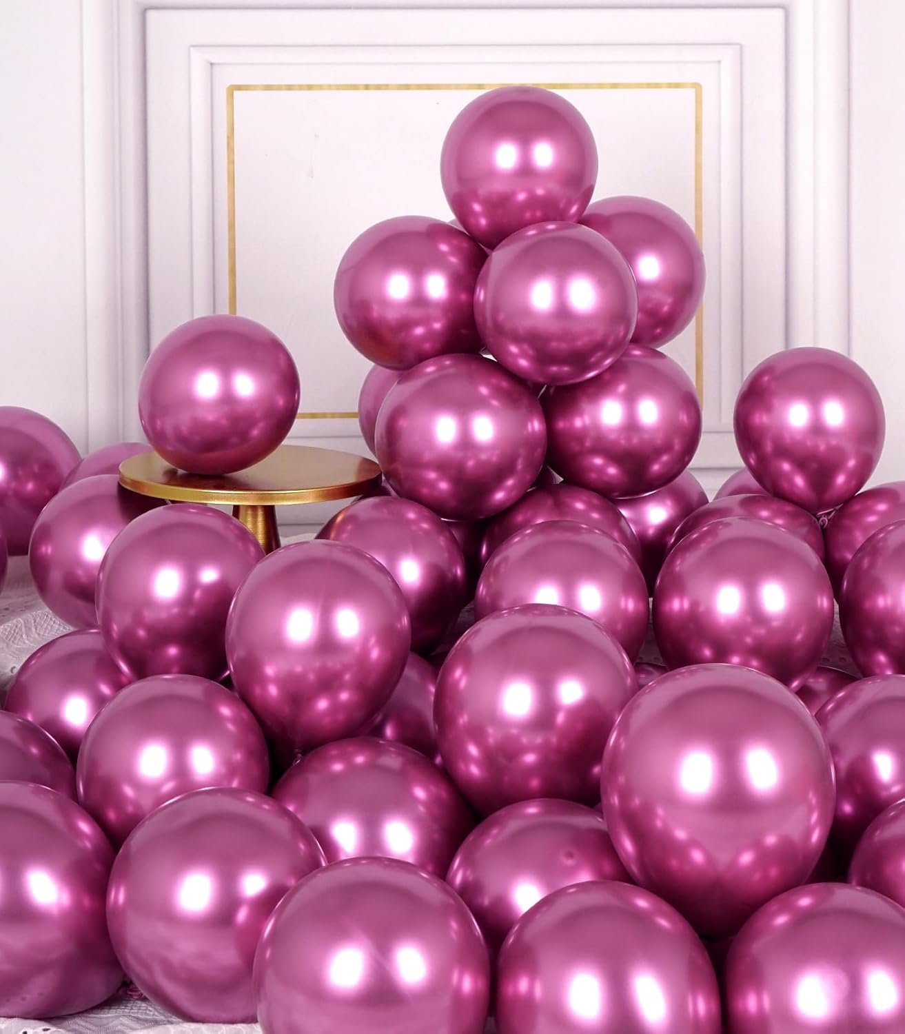 AULE Metallic Hot Pink Balloons 5 inch 50 Pcs Hot Pink Latex Balloons Chrome Helium Shiny Thicken Balloon Perfect Party Decoration for Wedding Birthday Baby Shower Graduation Christmas Carnival
