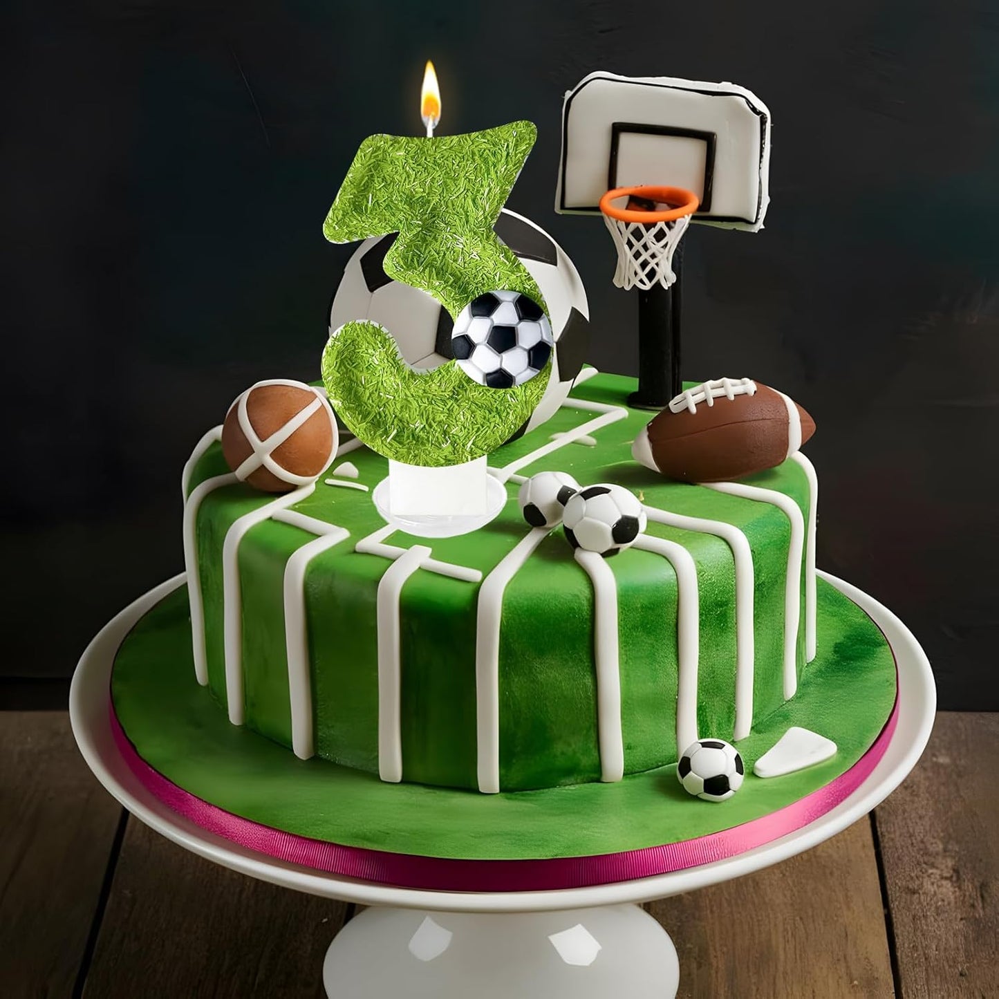 3th Birthday Candles，Soccer Birthday Decorations，Suitable for Girl and boy Cake Toppers, Wedding Cakes, Anniversaries, Party Celebrations, Birthday Decorations