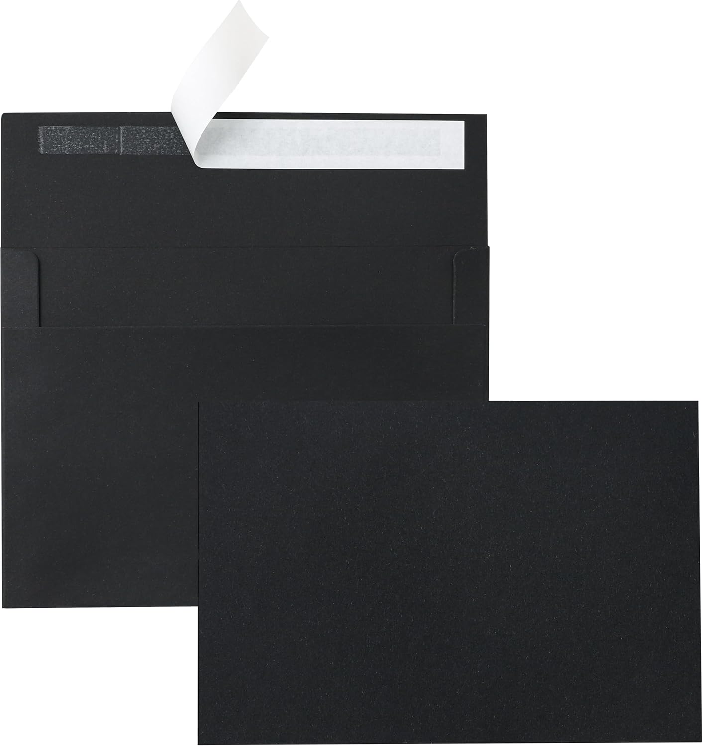 Black Single Panel Blank Note Cards and Envelopes 5 x 7 Heavyweight Flat Cardstock and A7 Envelopes Printable Self Seal 20 Packs for Birthday, Wedding Thank You Cards, Baby Shower
