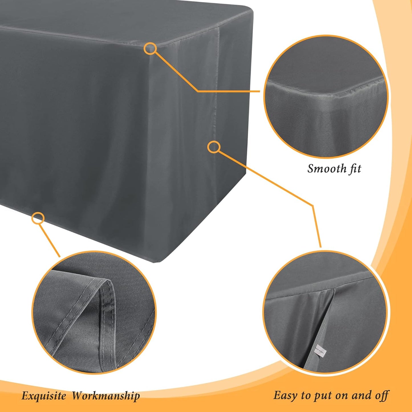 Obstal 2 Pack Table Clothes for 6 Foot Rectangle Tables - Water Resistant Washable Fabric Polyester Rectangle Table Cover Protector for Wedding, Banquet and Trade Shows, 72L x 30W Inches, Dark Grey