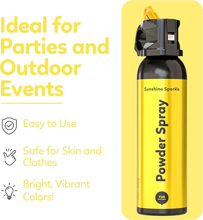 Yellow Smoke Bomb Powder Cannon Gender Reveal Fire Extinguisher Biodegradable| Launches 25ft | 10 Second Spray | Holi Color Decorations for Photoshoots, Festivals, Celebrations | TUR Party Supplies