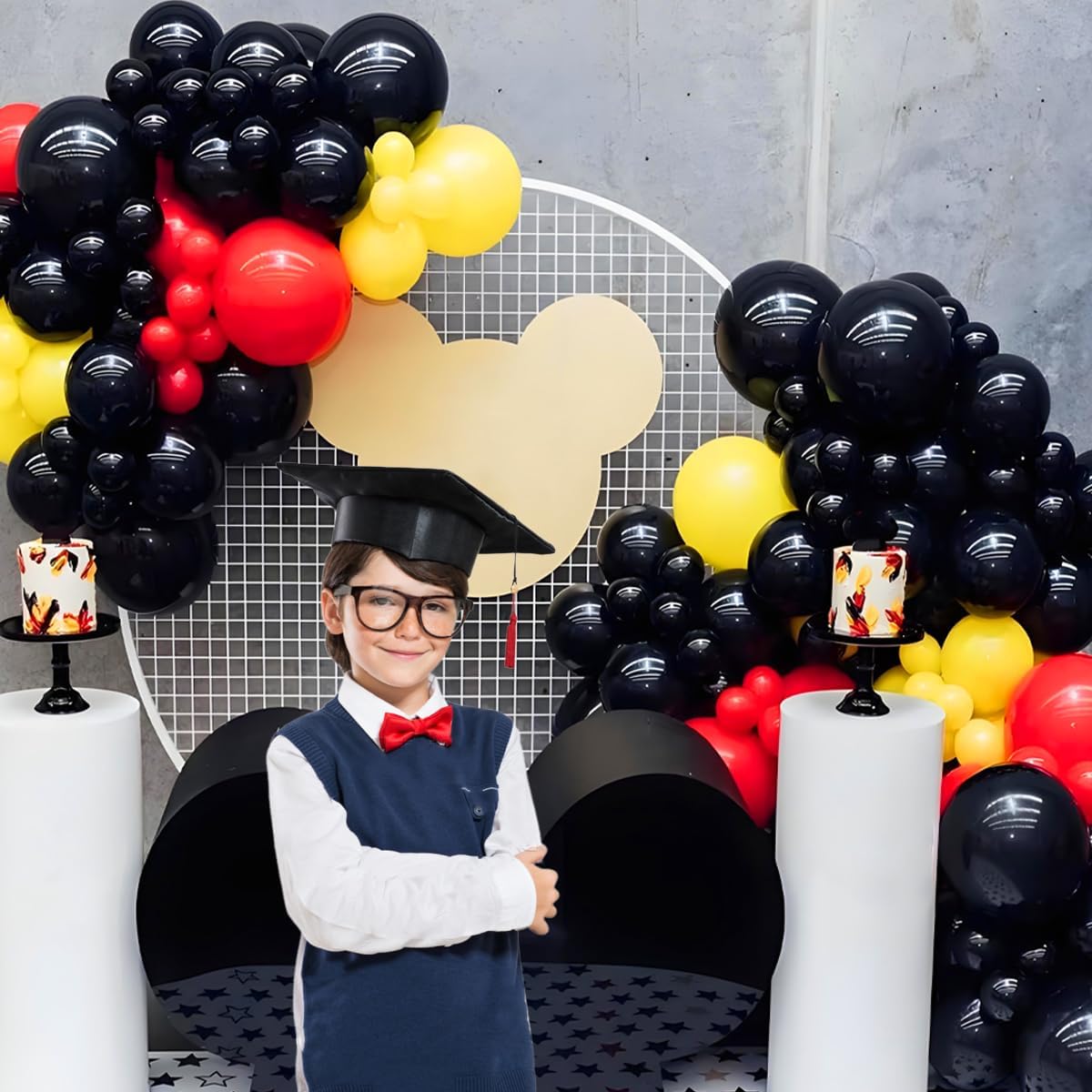 Red Black Yellow Balloon Arch Kit, 166Pcs Latex Balloon Different Sizes 18 12 10 5 inch for Boy Birthday Baby Shower Wedding Race Car Theme Party Decorations