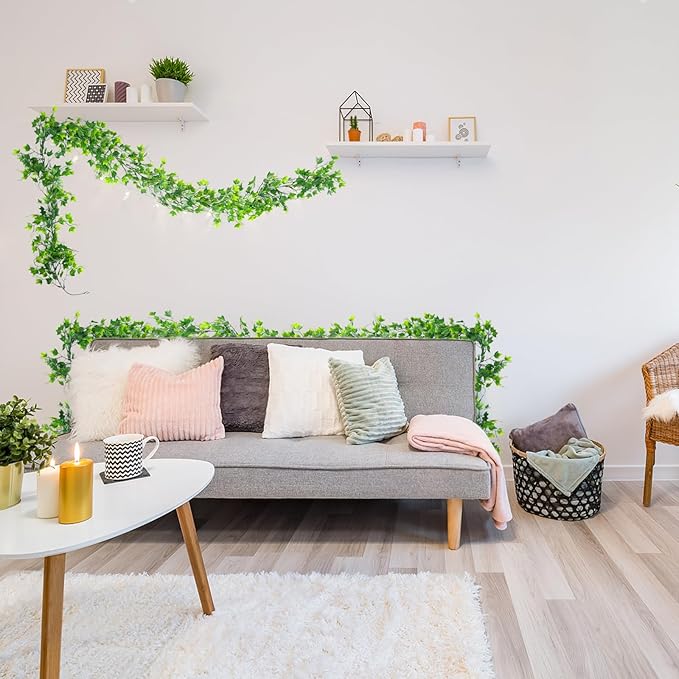 3 Pack Fake Vines Ivy Vines Plante Artificielle Interieur Greenery Garland Bedroom Decor Aesthetic Garland For Room Wall Kitchen Garden Outdoor Bathroom Dorm Wedding Courtyard Party Decorations(Green)
