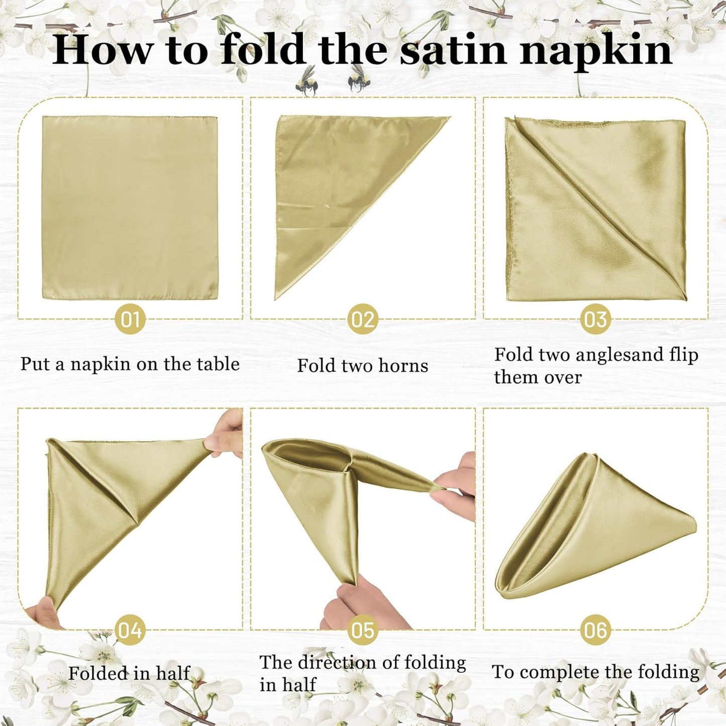 Bailarina 120 Pack Champagne Satin Napkins,17x17 Inches Wedding Napkins Square Soft Silky Table Napkins Bulk Decorative Elegant Cloth Napkin for Party Decoration, Banquet,Wedding,Graduation