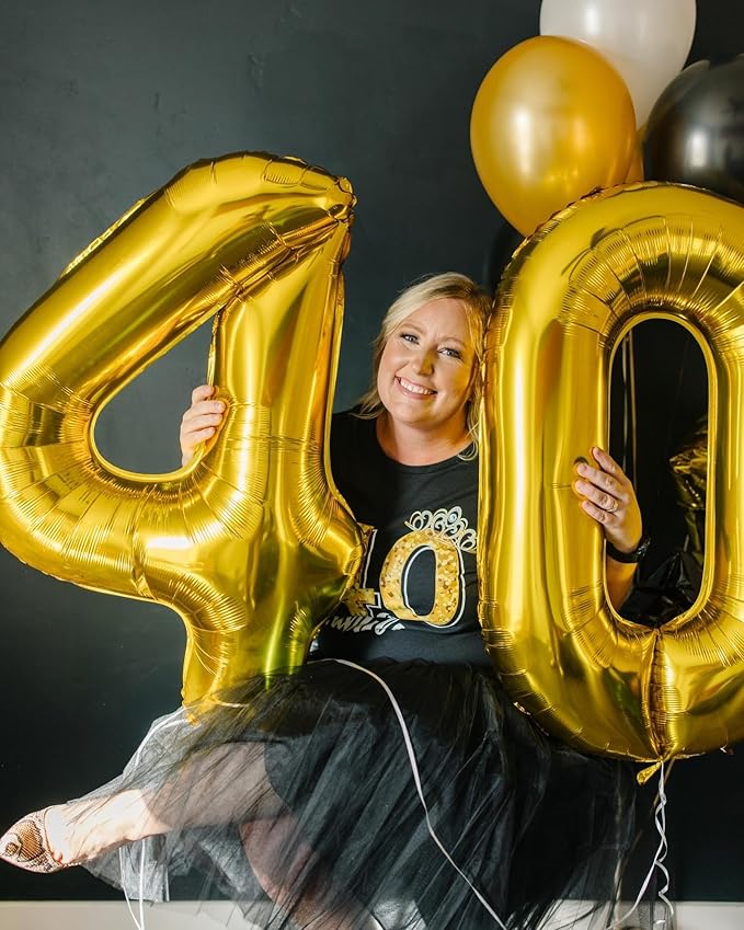 Gold Number 60 Balloon 40 inch, 60 Number Balloons, 60th Gold Birthday Decorations, 60 Year Old Women Men Golden Party Supplies